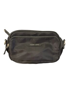 Heart Love Black Nylon Crossbody Bag Adjustable Strap